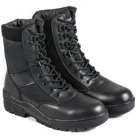 Nitehawk Army Military Patrol Black Leather Combat Boots Outdoor Cadet