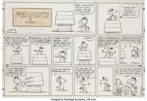 Charles Schulz Peanuts Snoopy vs. the Red Baron Sunday Comic Strip ...