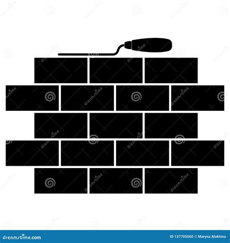 Brickwork And Building Trowel Icon Masonry Flat Logo Stock