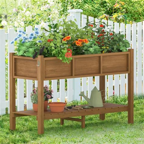 Lue Bona Raised Garden Bed Elevated Wood Planter Box Stand For