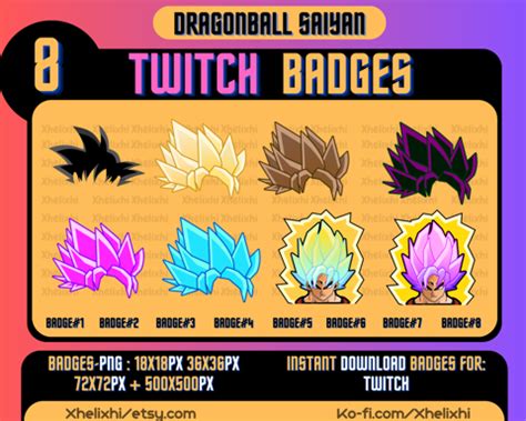 Twitch Discord Saiyan Sub Badge Pack Dragonball Z Thepurpleclouds