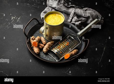 Healthy Warm Beverage For Boosting Immune System Turmeric Golden Milk Ingredients For Cooking