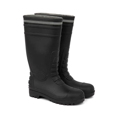 Ce Standard Construction Jelly Pvc Knee Rain Boots Black Safety