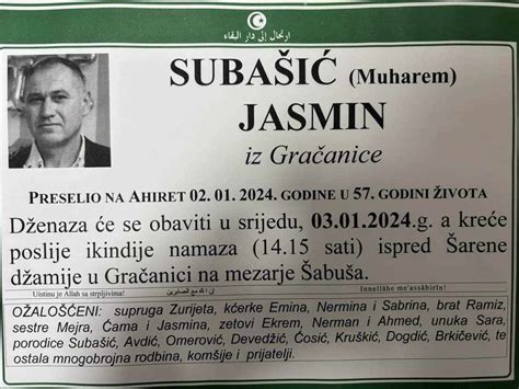 Na Ahiret Preselio Suba I Muharem Jasmin Dnevne