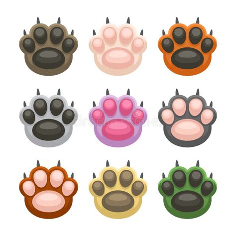 Paws Up Pets Set On White Background Vector Stock Illustration