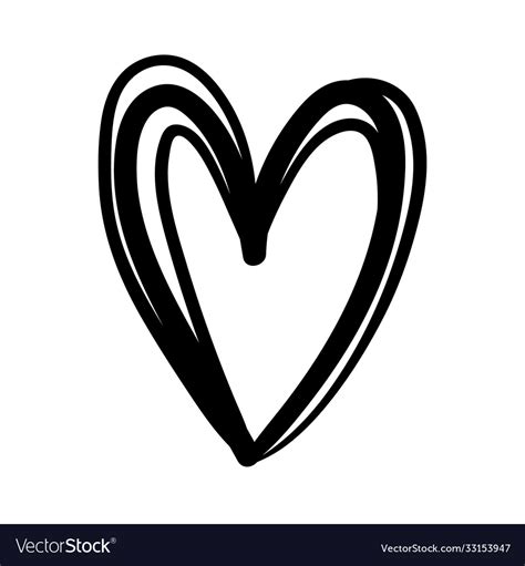 Heart love drawing work art style silhouette icon Vector Image