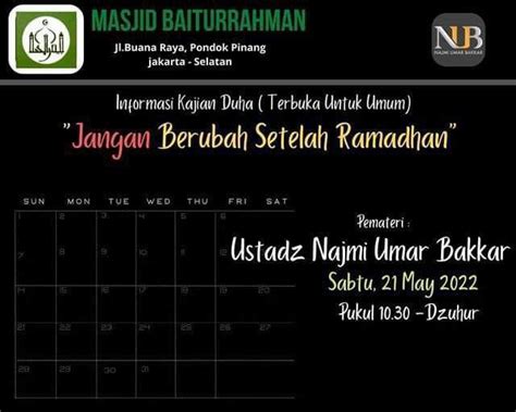 Jadwal Kajian Jakarta Sabtu Mei Jadwal Kajian Sunnah