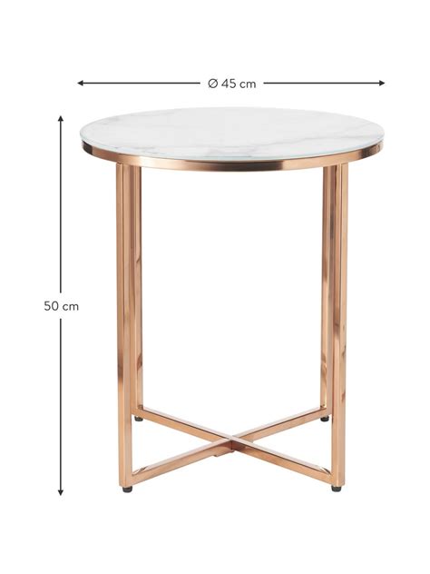 Ronde Bijzettafel Antigua Met Glazen Tafelblad Met Marmerlook Westwing