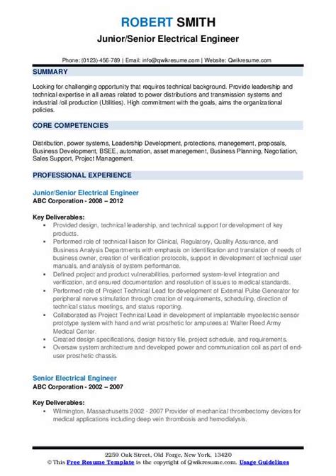 Senior Electrical Engineer Resume Samples Qwikresume