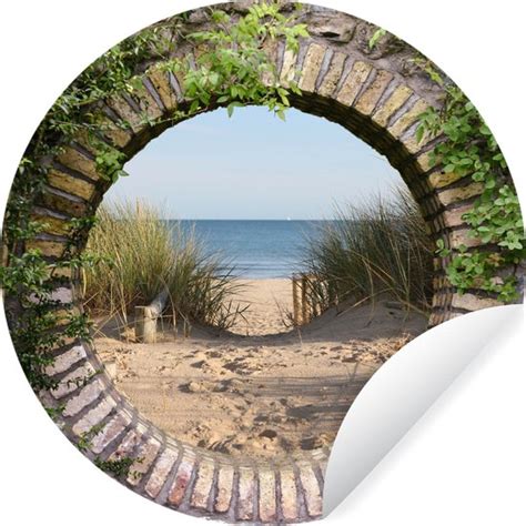 WallCircle Muurstickers Behangcirkel Doorkijk Strand Duin