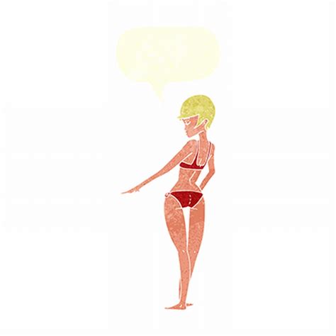 Cartoon Bikini Woman With Speech Bubble Hand Attractive Simple Png