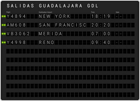 Aeropuerto Guadalajara Salidas & [GDL] Horario de los vuelos