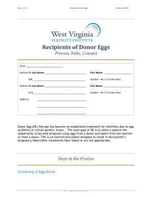 Fillable Online Recipients Of Donor Eggs Process Risks Consent Fax