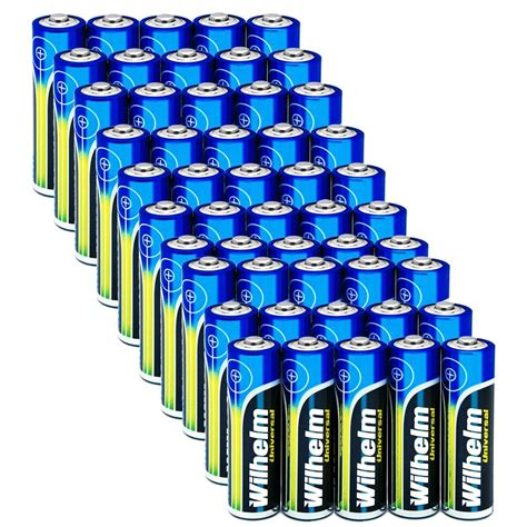 50 AA Mignon Wilhelm Universal Alkaline Batterien Im Shrink LR6 12 82