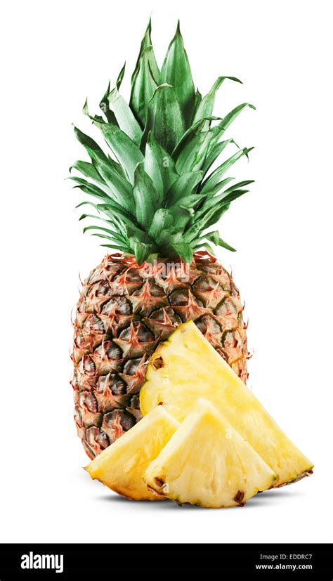 Pineapple slices isolated on white background Stock Photo - Alamy