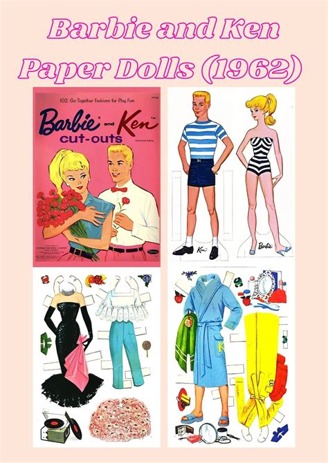 Paper Dolls Barbie And Ken Etsy