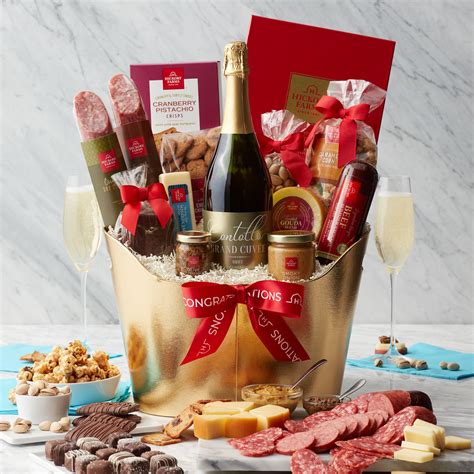 Grand Congratulations Sparkling Wine Gift Basket Hickory Farms