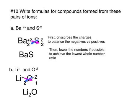 Ppt 10 Write Formulas For Compounds Formed From These Pairs Of Ions A Ba 2 And S 2