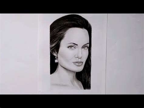 Angelina Jolie Face Drawing Freehand Sketch YouTube