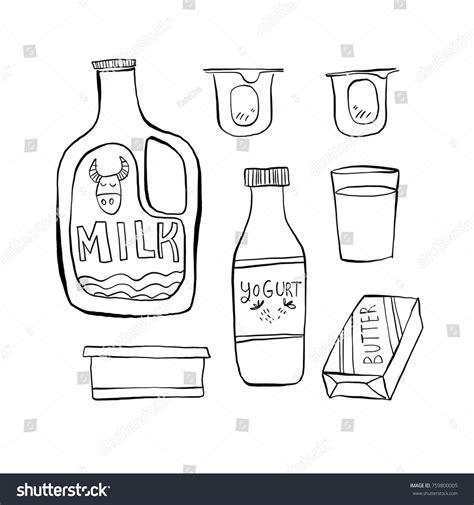 Hand Drawn Dairy Products Vector Illustrations Stock Vector Royalty