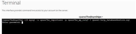 Importing Mysql Database Using Ssh Command Line Cpanel Help