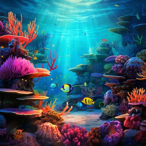 Premium Photo Vibrant Coral Reef With Majestic Reflections