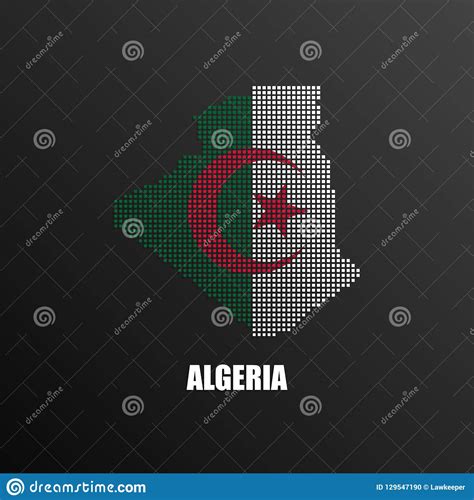 Mapa De Pixelated De Argelia Con La Bandera Nacional Ilustración del