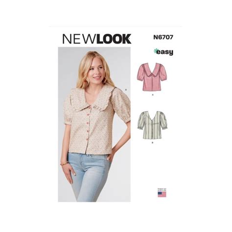 New Look Sewing Pattern N Misses Blouses With Or Without Ruffled Collar