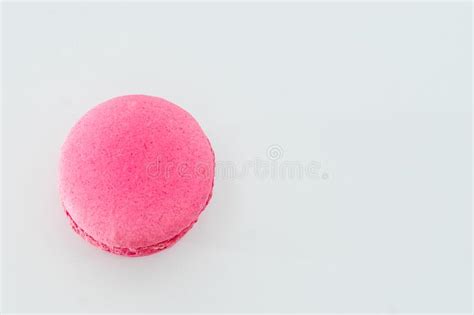 Pink French Sweet Macaron Isolated On White Background Stock Photo