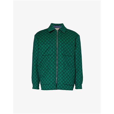 Gucci Monogram-pattern Patch-pocket Wool Jacket in Green for Men | Lyst