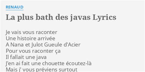 La Plus Bath Des Javas Lyrics By Renaud Je Vais Vous Raconter