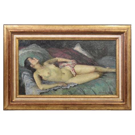 Lying Naked Woman Large Oil On Panel Mid 20th Century For Sale At 1stDibs Naked Woman Lying