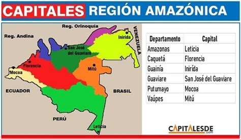 Las Provincias Y Capitales De La Region Amazonica Diagrama Etiquetado