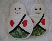 Snowmen Potholders Oven Mitts Hot Pads Pot Holders Pocket Potholders Snowman Kitchen
