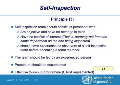 UNIT 10 Self Inspection And Quality Audits Ppt