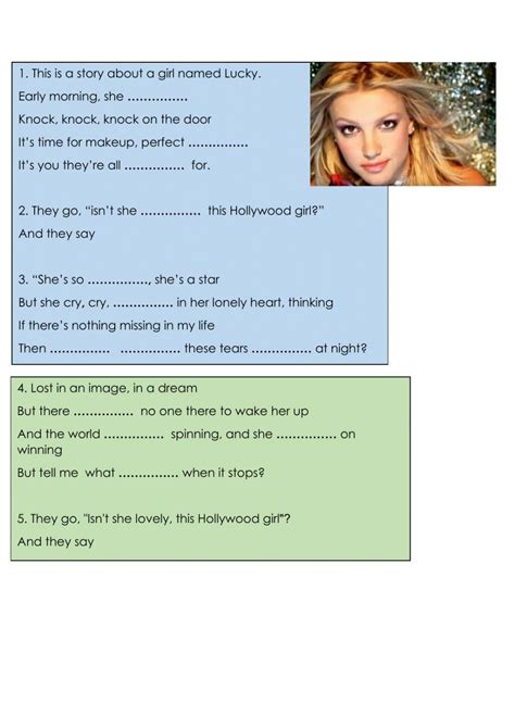 Lucky Britney Spears Present Simple Online Exercise For Live Worksheets