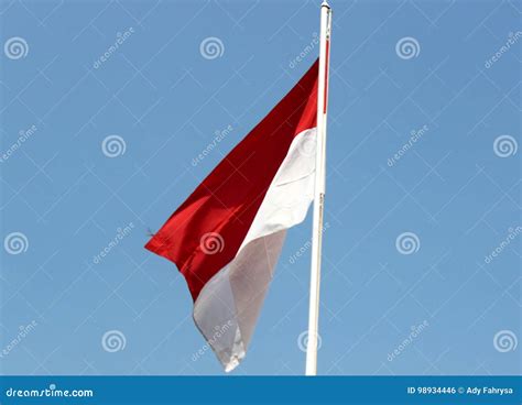 Indonesian Flag Stock Photo Image Of Pole Blue Patriotism 98934446