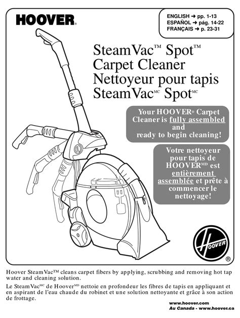 Hoover Steamvac Instructions Manual Pdf Download Manualslib