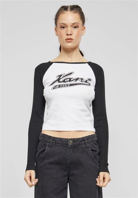 Karl Kani Varsity Crop Block Long Sleeved Top White Blackblack