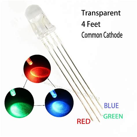 5mm LED RGB Common Cathode 4Pin Red Green Blue LED Ound Tricolor LED