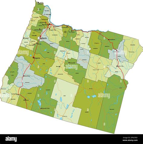 Highly Detailed Editable Political Map With Separated Layers Oregon