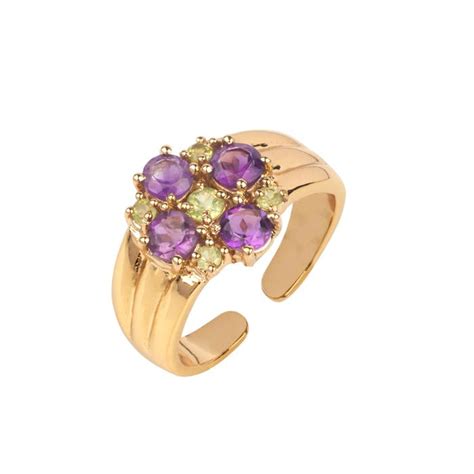 Anillo Vidal Vidal Lola Baño Oro y Flor Piedras Moradas X463951014