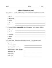 Electron Configuration Worksheet: Unabbreviated & Abbreviated | Course Hero