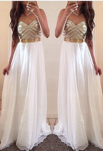 Ulass White Prom Dresses Gold Prom Dress Unique Prom Dresses Sexy