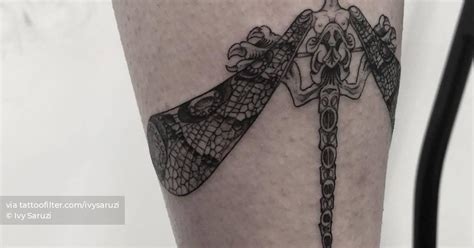 Dragonfly Tattoo Located On The Achilles Blackwork