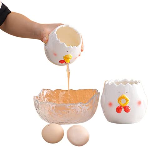 VSREI Egg Separator Ceramic Egg Yolk White Egg Separator Portable