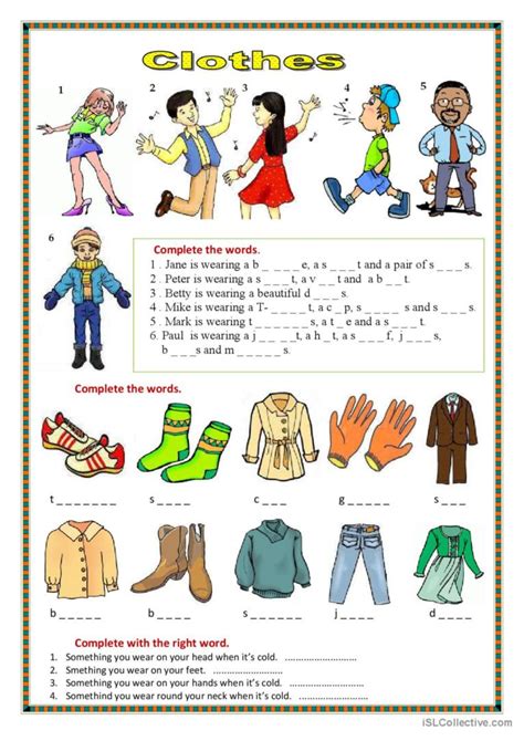 Clothes English Esl Worksheets Pdf And Doc