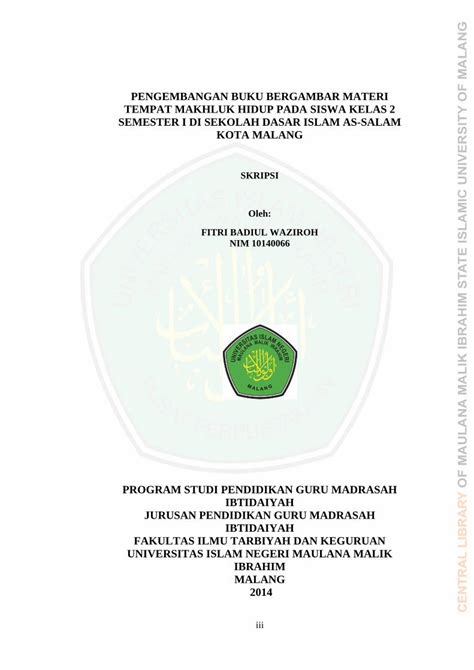 Pdf Pengembangan Buku Bergambar Materi Tempat Ethesesuin Malangac