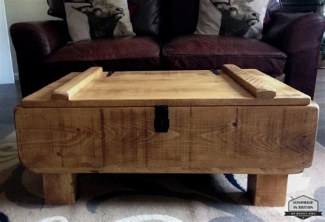 Rustic 3ft Storage Chest Coffee Table Rough Sawn Plank Pine Etsy UK