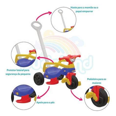 Triciclo Infantil Menino Empurrador Velotrol Motoca Pais E